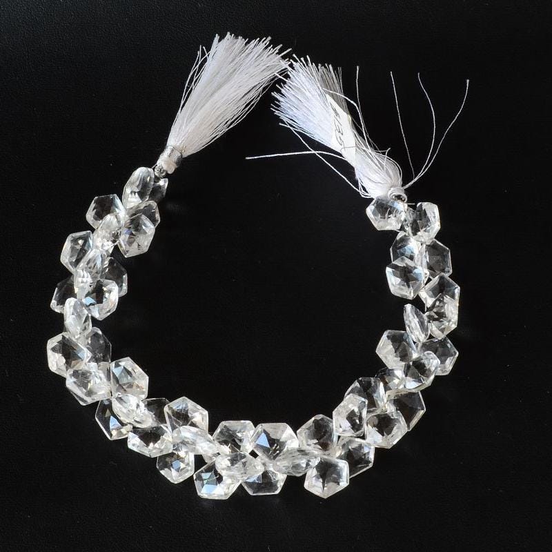 10x11mm Natural White Quartz Beads, Faceted Quartz Beaded Bracelet, Gift For Women, 8 Inch Strand Beads For Jewelry Making (#747)