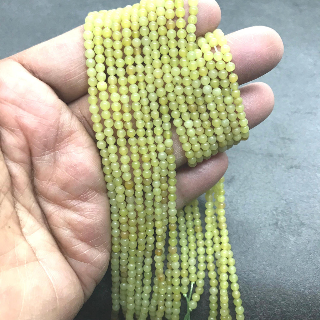 Natural Yellow Gaspite Bead Strand, 3mm Round Cabochon, 14 Inch