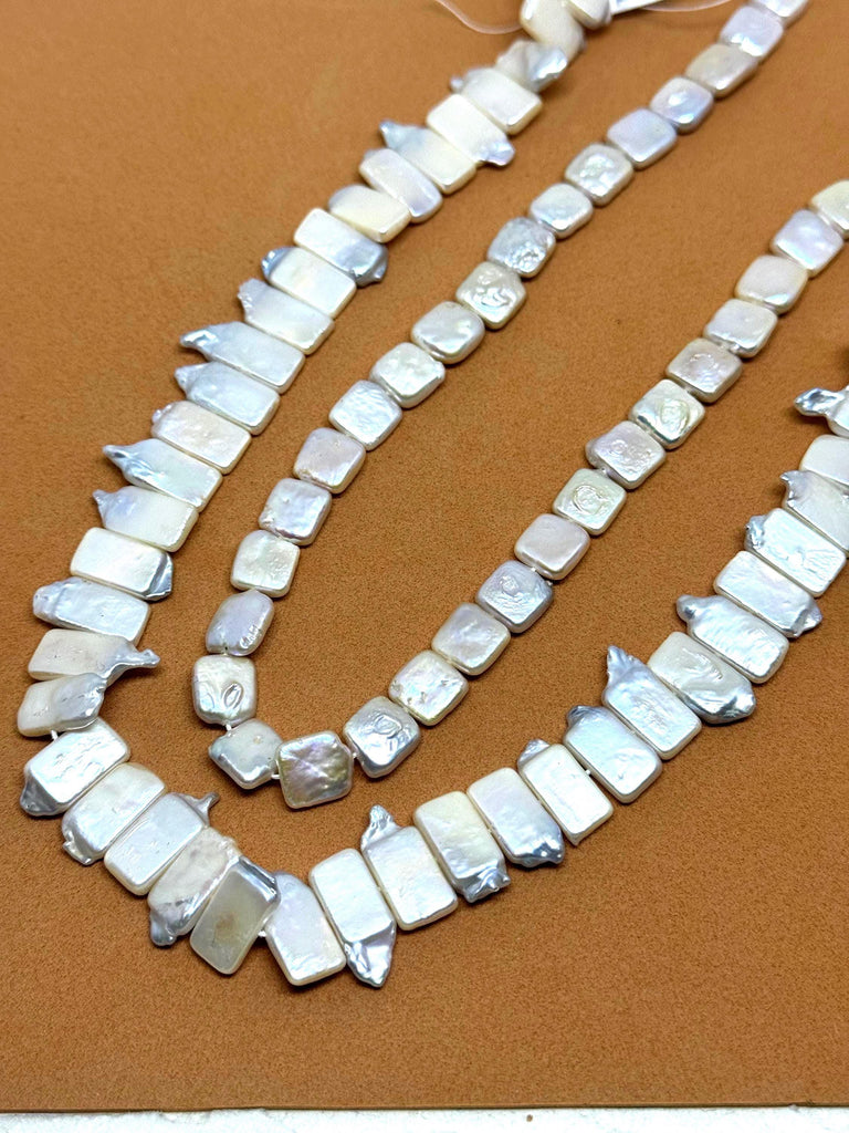 Baroque Pearl Bead Strand, Rectangular & Square, 16 Inch