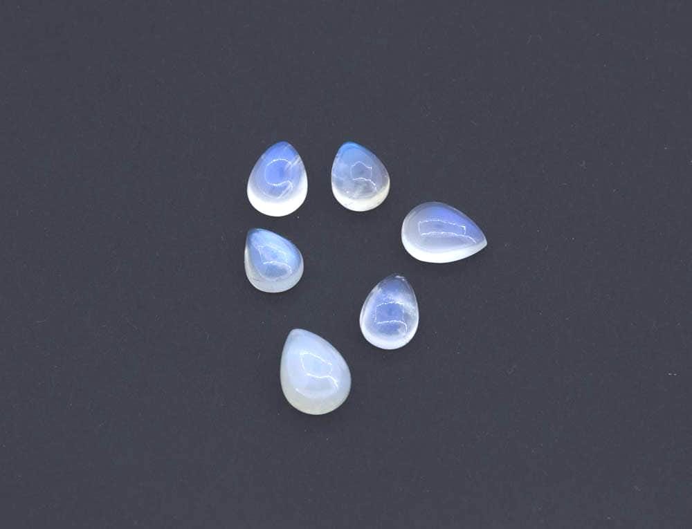 Rainbowmoonstone Pear Cabochons Package of 6 pcs, AAA Top quality, best Sheen or Rainblw,8x10 to 9x12