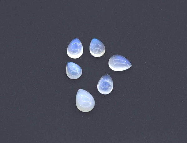 Rainbowmoonstone Pear Cabochons Package of 6 pcs, AAA Top quality, best Sheen or Rainblw,8x10 to 9x12
