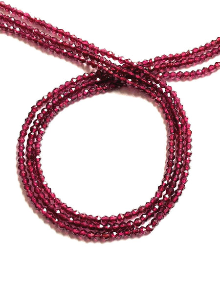 Rhodolite Garnet Beads, Round faceted Red Garnet 3 mm Gemstone Beads , 15 inches 100% Natural Gemstone For Jewelry Making