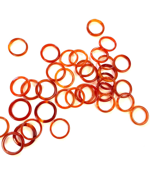 Natural Carnelian Ring Band, 3mm Round Gemstone, Birthstone Jewelry