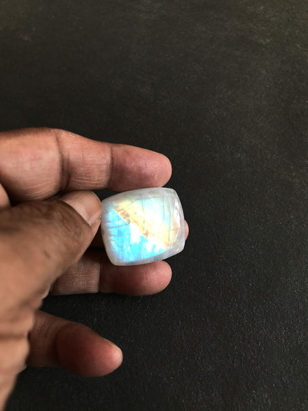 Rainbowmoonstone SQUARE / cusion cutCabochons 1 pcs, AAA Extra ordinary quality, best Sheen or Rainblw, 27.35x30.67appx mm(CB200)