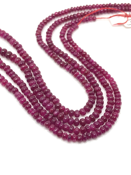 Natural Ruby Beads AAA+ Ruby Rondelle 3 to 4 mm 15 inch ,Top Quality Red Ruby For jewelry Ruby Beaded Necklace For women (1055)