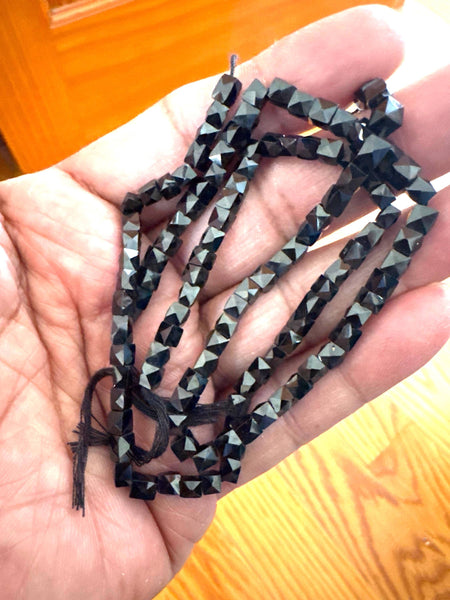 4.5mm Black Spinel Square Bead Bracelet For man/Women,Natural Black Spinel Gemstone Beads,August Birthstone Jewelry,Black Spinel Bead Strand