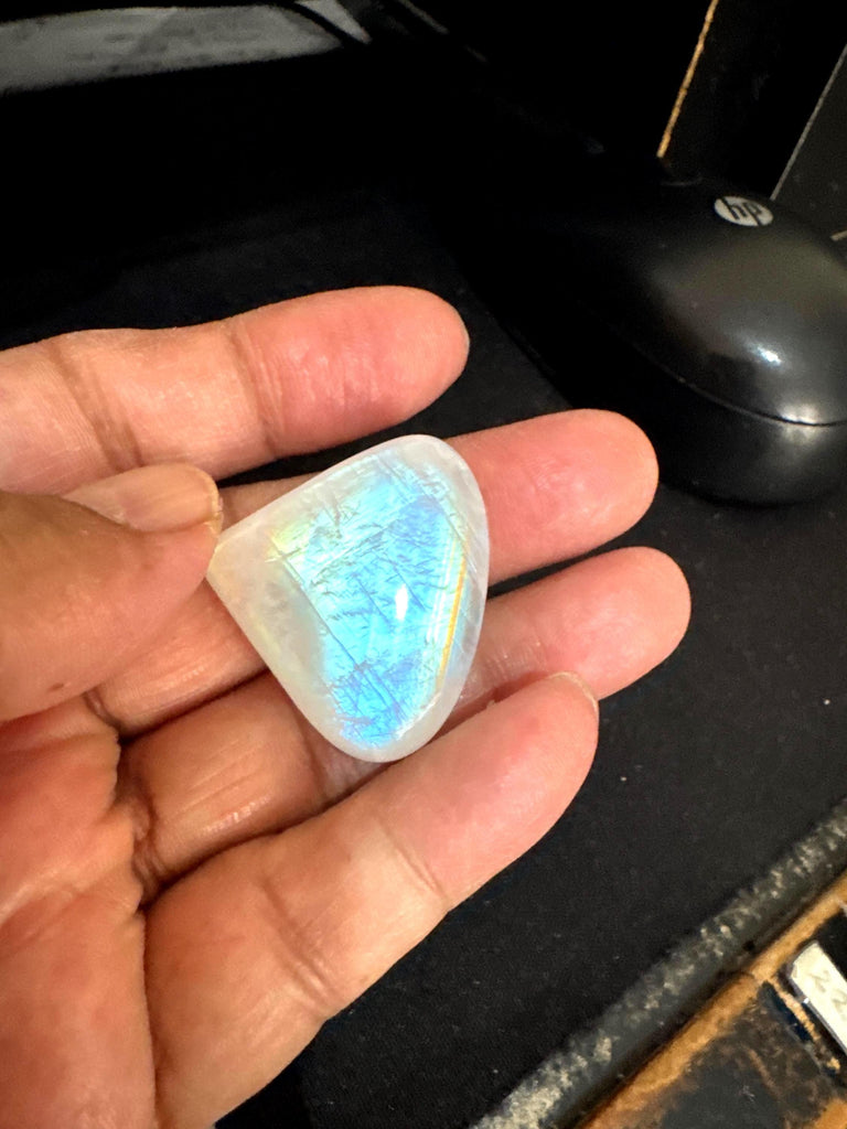 AAA Natural Rainbow Moonstone, 34.57x30.65mm Heart Moonstone Cabochons, loose Largest Moonstone For Pendant, June Birthstone (# 233)