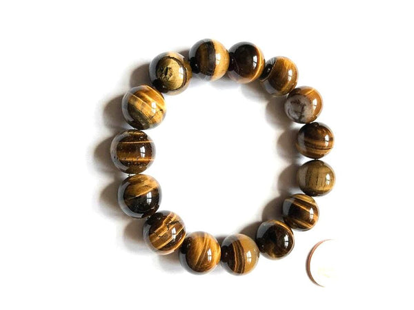 Tiger Eye Bracelet ,AAA Natural Tiger Eye, Men & Women Bracelet, 8mm and 14mm Bracelet,Healing Meditation Balancing Bracelet, Anxiety Relief