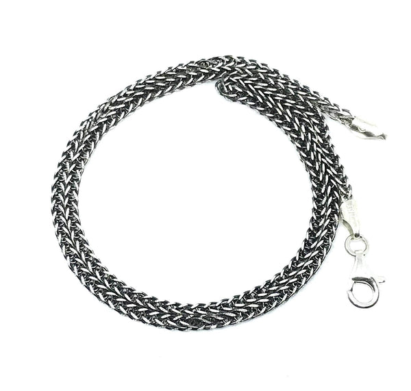 Black Chain, 925 Sterling Silver Spiga chain Necklace, Black Rhodium Gift For Women & Men, Black ,Gift for her, strong N heavy chain,Breated