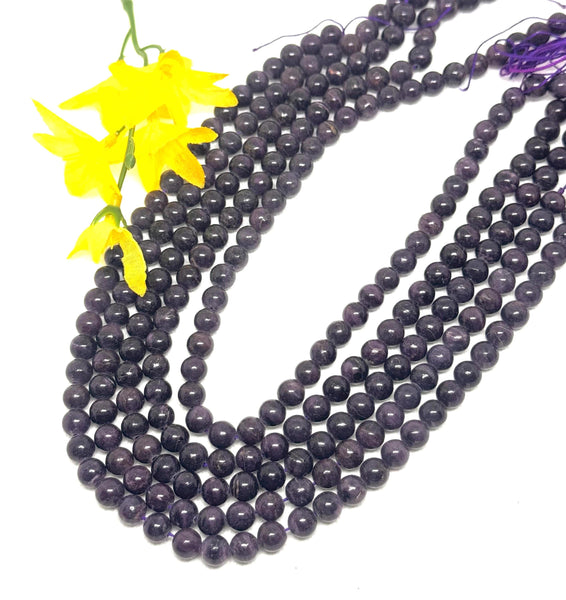 Natural Sugilite Beads, 8mm Round, 16 Inch Strand, Purple Gemstone Jewelry Making