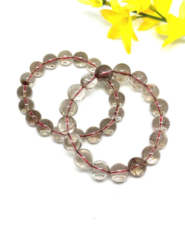 AAA Natural Rutilated Quartz Bracelet, 12mm Quartz Bracelet, Gemstone Bracelet For men and women Healing Bracelet