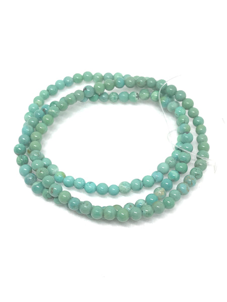 100% Natural Turquoise Bracelet, 4mm Smooth Round Turquoise Bead Bracelet,Bracelet For Women,Men's Bracelet, Stretchable Bracelet ( JB-0075)
