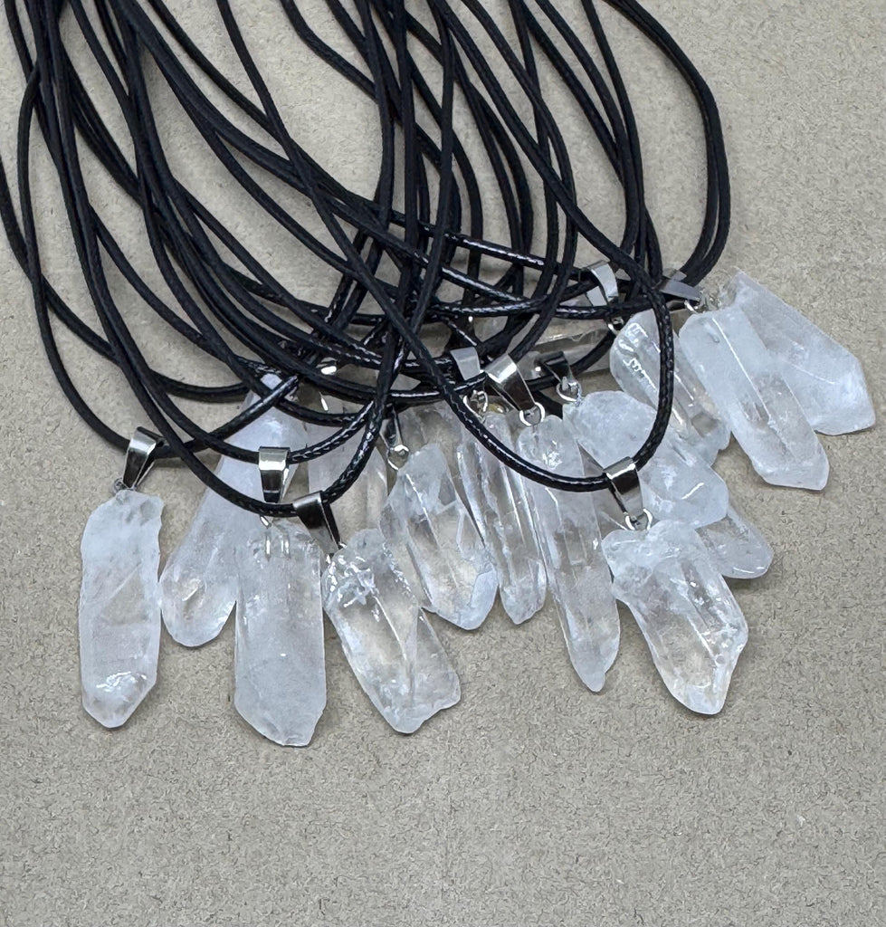 Natural White Quartz Rock crystal necklace, Gift For Women, adjustable length healing and energy healing stone.Raw white Crystal necklace,