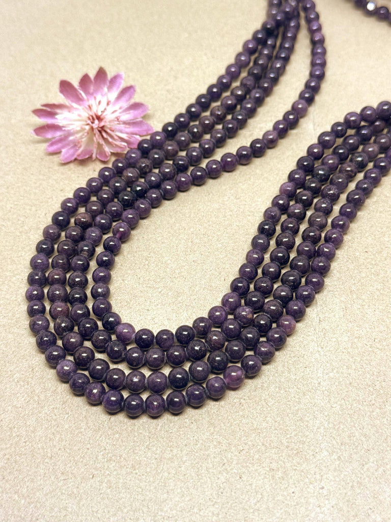 100% Natural Sugilite Round Plain 8 mm or 6.-7mm (Pack of 5 pcs. or Half strand) High quality,Purple,Energy,Healing, Most creative, ( 1073)