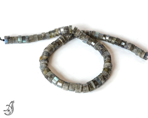 AAA Labradorite Faceted Disc/Hishi 9mm, 16 inches