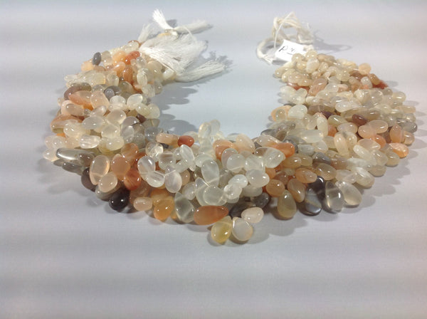 Moonstone , peach, Gray, Multi color FlatTear Drop shapesmooth,Sidet drill 9.6 mm appx. !00% natural