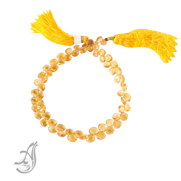 Citrine Flat Briolette Facette5x5 mm, 8 inchl strand, Side drillYellow,100% Natural, perfect Lay out