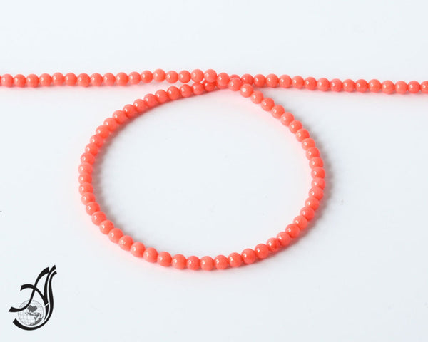 Coral Round Plain Pink 4 mm, 15 inch full strand,Nice attractive color