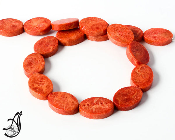 Sponge Coral Flat Plain Oval  18x25mm,Nice attractive color,15 inch full strand.Creative item.