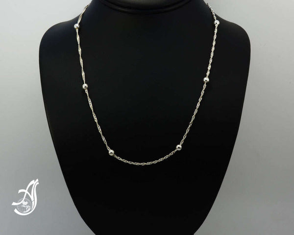 Beautiful  925 Sterling Silver Twist Fancy Cable chain with 5 mm Round  Ball,  20 '' Italian crafted. One of a kind