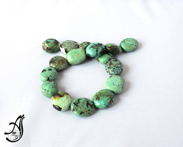 Turquoise Tumble Plain 23x26 mm appx.,  100% Natural earth mined, 14 inch, very creative for various designs.