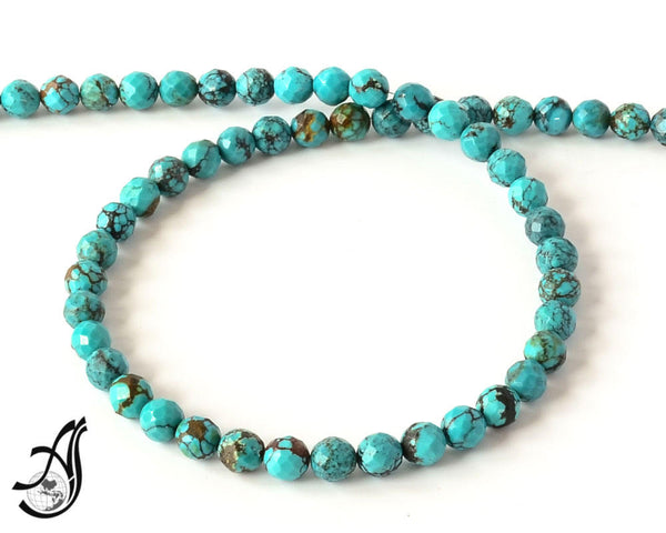 Turquoise Faceted Round 6 mm appx.,  100% Natural earth mined, very creative,Hard to find (427).