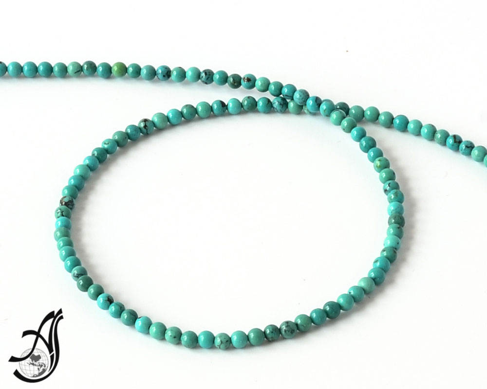 Turquoise Round Plain 2.7 mm  100% Natural earth mined, very creative