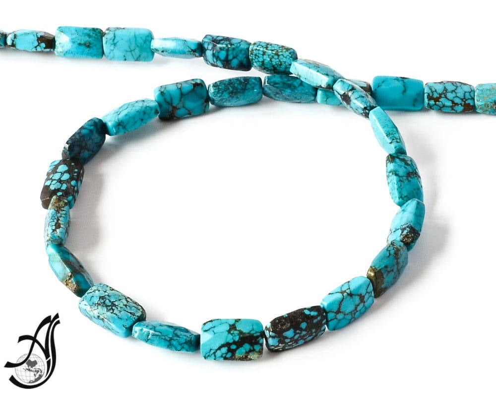 Turquoise Rectangular  Faceted 7x11 mm Exceptional 15 inch mm appx.,  100% Natural earth mined, very creative  &Exceptional