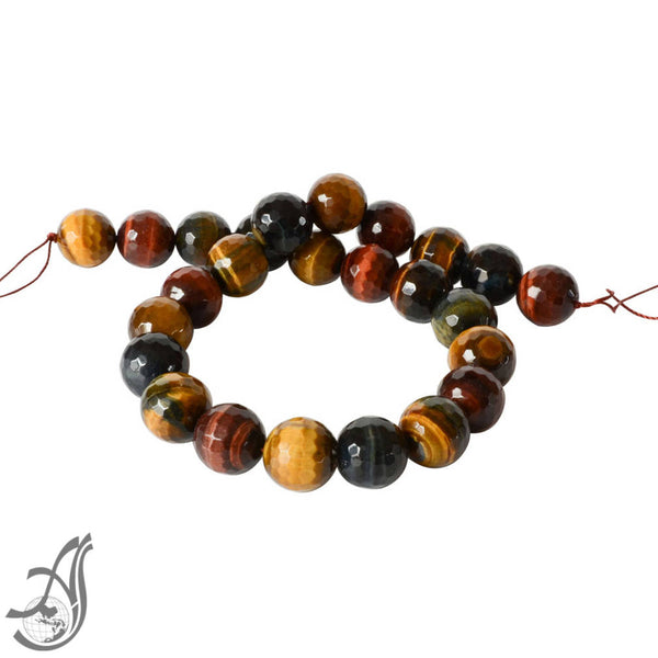 AAA Tigers Eye Round Facetd 20 mm  and 16 mm, full strand 16 inch.One of a kind, very creative.Black & yellow Color,AAA Quality