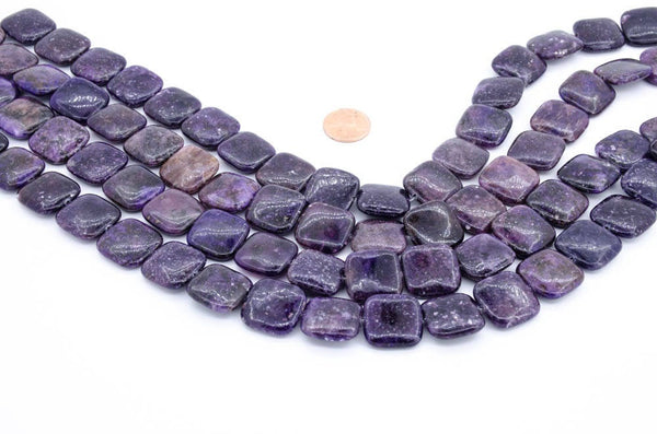 Sugilite Squares Plain 20x20 MM appx. AAA Quality ,Exceptional,Beautiful color, Hard to find,100% Natural,16 inch Strand( #869)