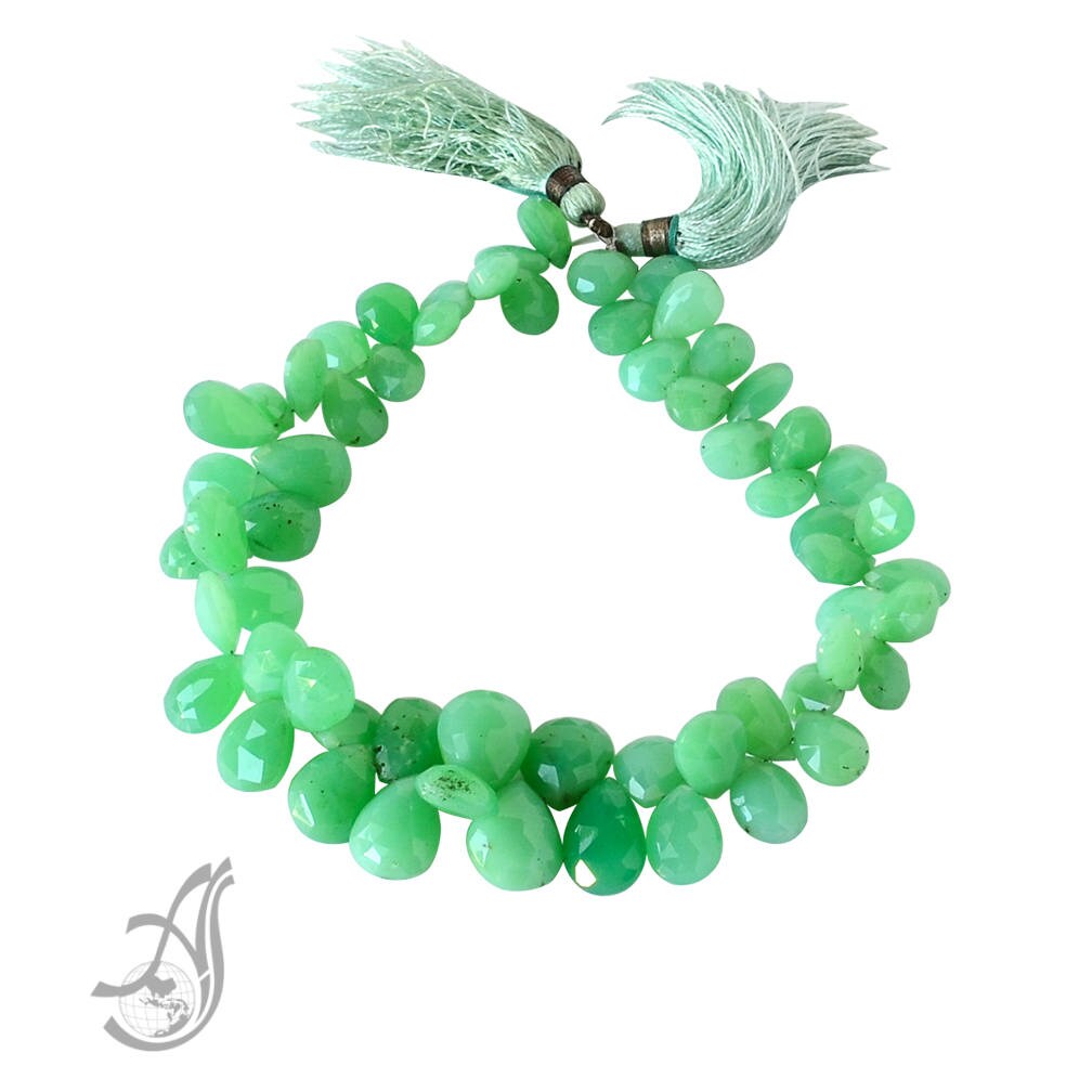 Green Chrysoprase Beads, Chrysoprase Briolette Necklace For Women, 7X10MM To 11X14MM Chrysoprase Jewelry, 16 Inch Strand