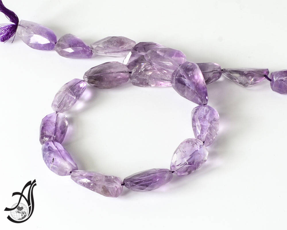 Amethyst Faceted  Nuggets 13x17 to 17x28 mm  appx.,Purple,14 inch , transparent quality,Free Form shape ,  color 100% Natural,