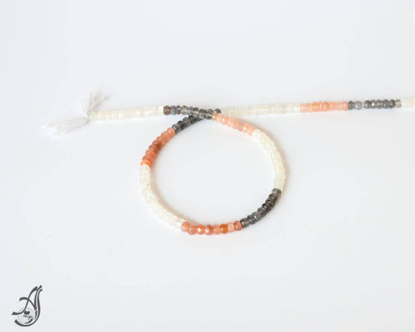 Moonstone Facted Rondale 5mm appx,100% natural, Brown,Peech & Gray color, AAAFine quality, multi color, Creative
