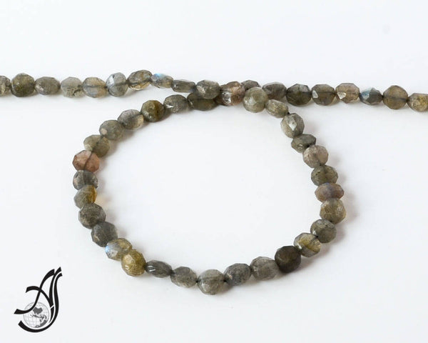 Labradorite Thick Coin Faceted 7.2 mm., very creative 100% Natural,Earth mined.