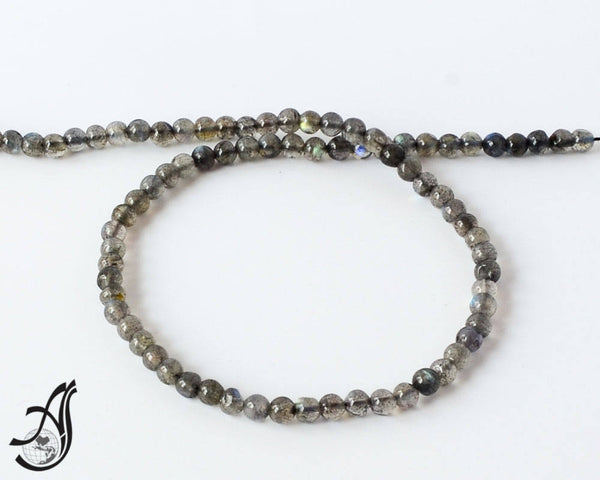 Natural Labradorite Beads, 4.3 mm Plain Round Labradorite Beads, Blue Rainbow Labradorite Beads 13 inch Labradorite Strand Beads