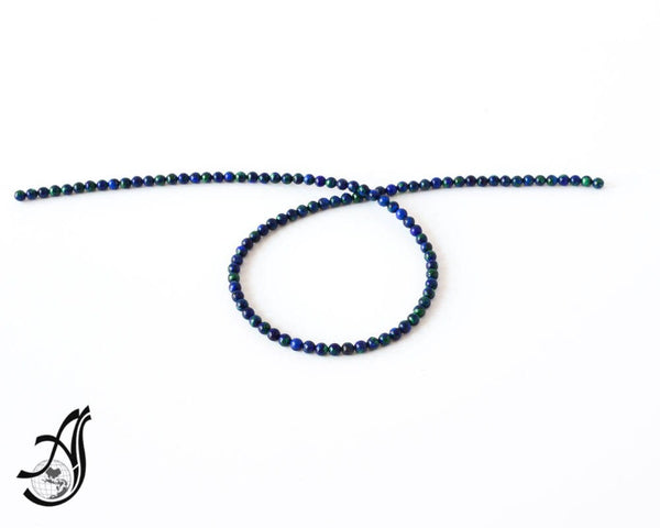 4MM Azurite Beads, Round Azurite Beaded Necklace For Women, Blue & Green Gemstone For Jewelry, 15 Inch Strand Azurite Beads