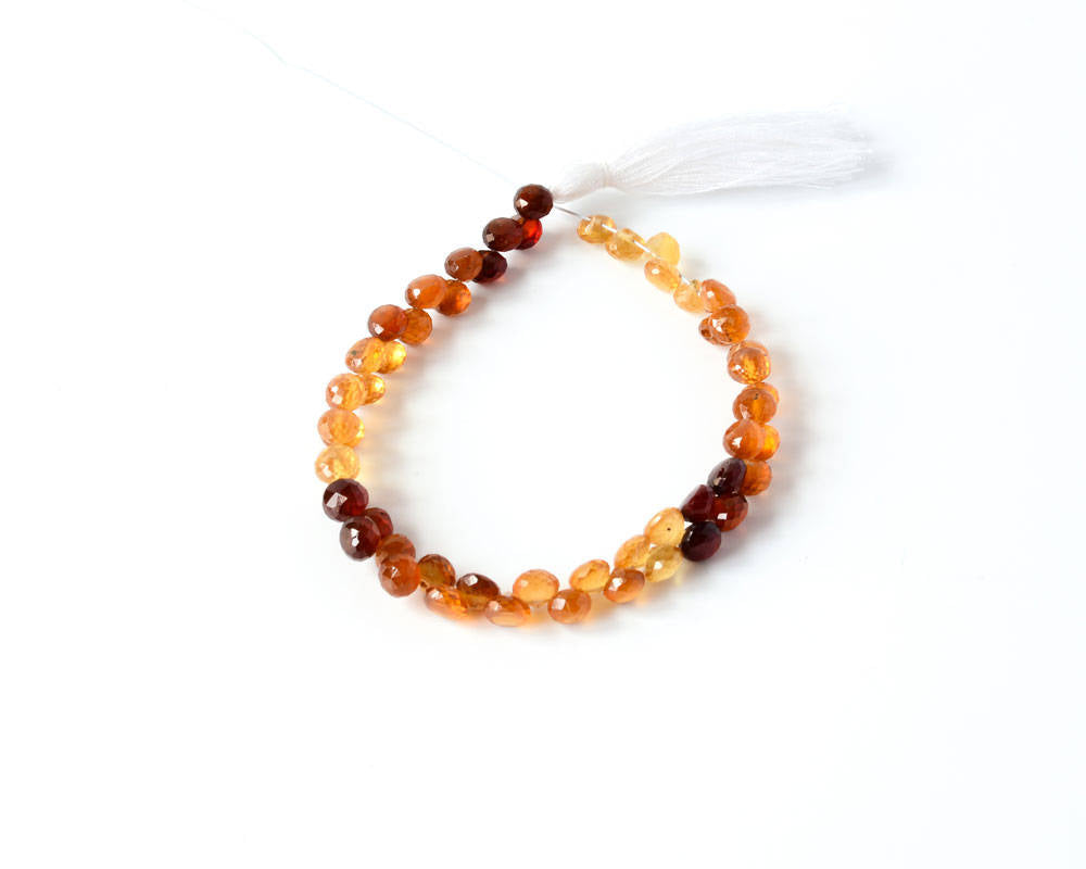 Hessonite Onion shape,Shaded,  Faceted  6mm,Brown , Orange , 8 inch 100% natural, Very creative.
