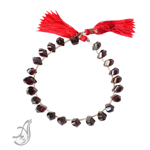 Garnet Twist fancy Faceted 5.5x9.5 mm, Red, 8 inch 100% natural, most creative.One of a kind