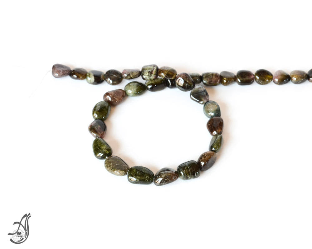 Tourmaline Cat'seye Nuggets 11x14mm appx. Green, Best quality 15 inch full strand.Each piece has cat's eye on it,One of a kind,Different.