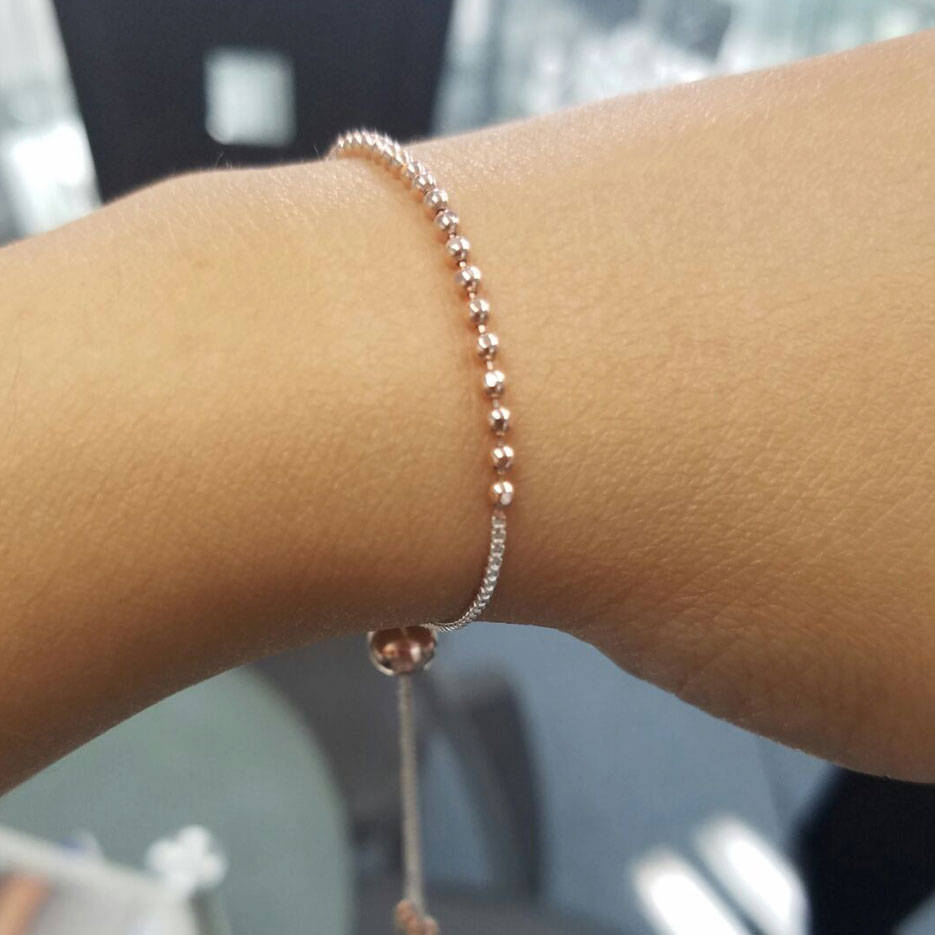 Beautiful Bracelette Styerling silver ,Rose Gold poish , adjustable size 7-10 size ,Non tarnishing One of a kind, Best for all occasions