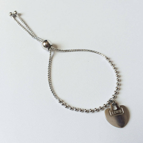 Sterling  silver Bracelette with LOVE charm  , adjustable size 7-10 size ,Non tarnishing , Best for all occasions