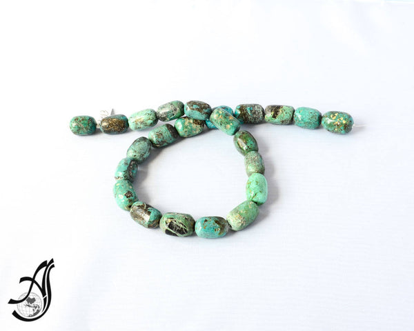 Turquoise Barrel Plain 12 to 18 mmappx.,  100% Natural earth mined, 14 inch, very creative for various designs.
