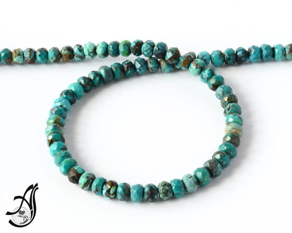 Turquoise Roundale Faceted 7mm 15 inch  appx.,  100% Natural earth mined, very creative