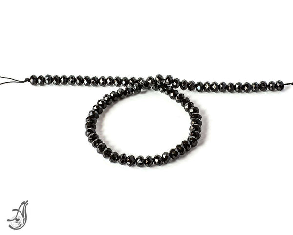 Black Spinal Roundale 8mm Faceted  Rare,100% Natural, Look like black Diamonds.