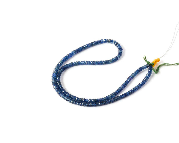 100% Natural Ceylon Sapphire Blue Round Faceted 3 to 4  mm appx. 15 inch length ,Beautiful Lively blue. Earth mined.