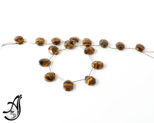 Tiger Eye Tabeez Faceted 14x17 mm 16inch full strand.One of a kind, very creative.Black & yellow Color (code A)