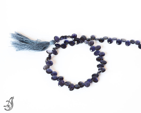 IOLITE Oval Faceted 8x6 appx mm  appx side drillBlue 15 inch natural .Creative.basically Gems but drilled by the side