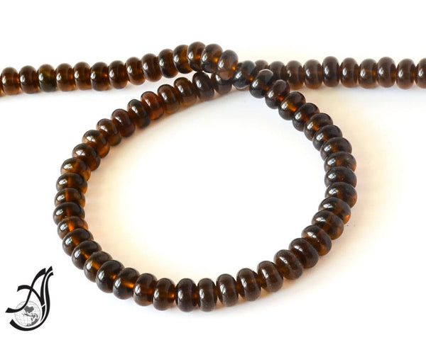 Smokey Quartz Plain Rondels 8 mm dense , Brown, calibrated color mm appx. 15 inch,creative.100% Natural ( #577)