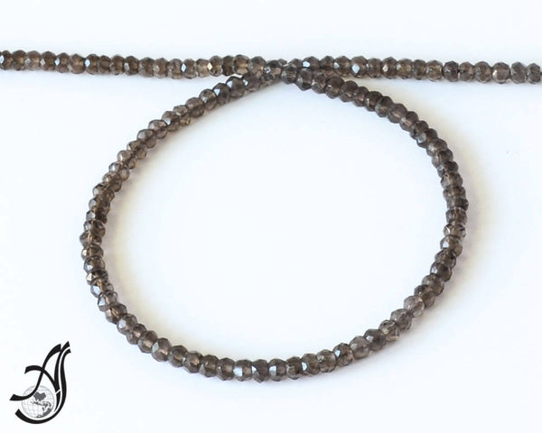 Smokey Quartz  Faceted Round  , Medium color  4 mm appx. 15 inch,creative.100% Natural ( code- V.MG )
