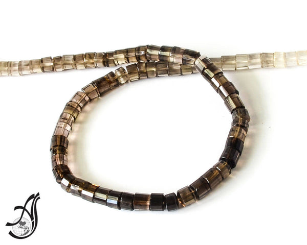 Smokey Quartz  Shaded ( Light to darkFaceted Hishi/Tyre/ Disc shape 7 mm appx. 15 inch,creative.100% Natural,  Brown color ( code- E.CC )